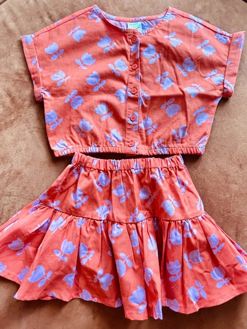 Hanna Andersson Dolman Sleeve Linen Top and Skirt - 4T